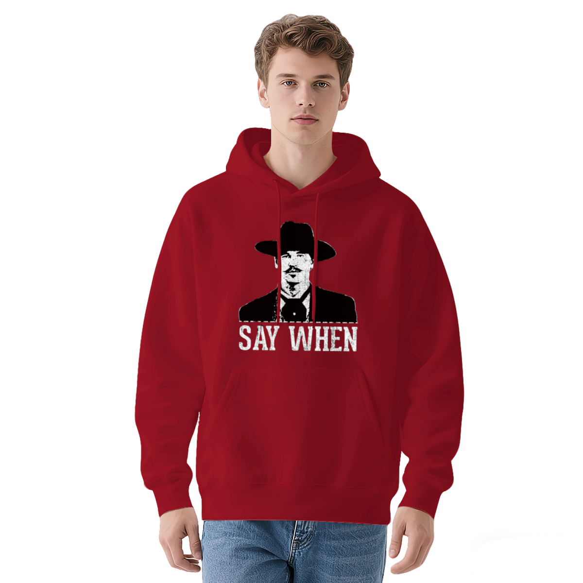 Classic Say When Doc Holliday Black Hoodie, Western Movie Fan Cozy Top
