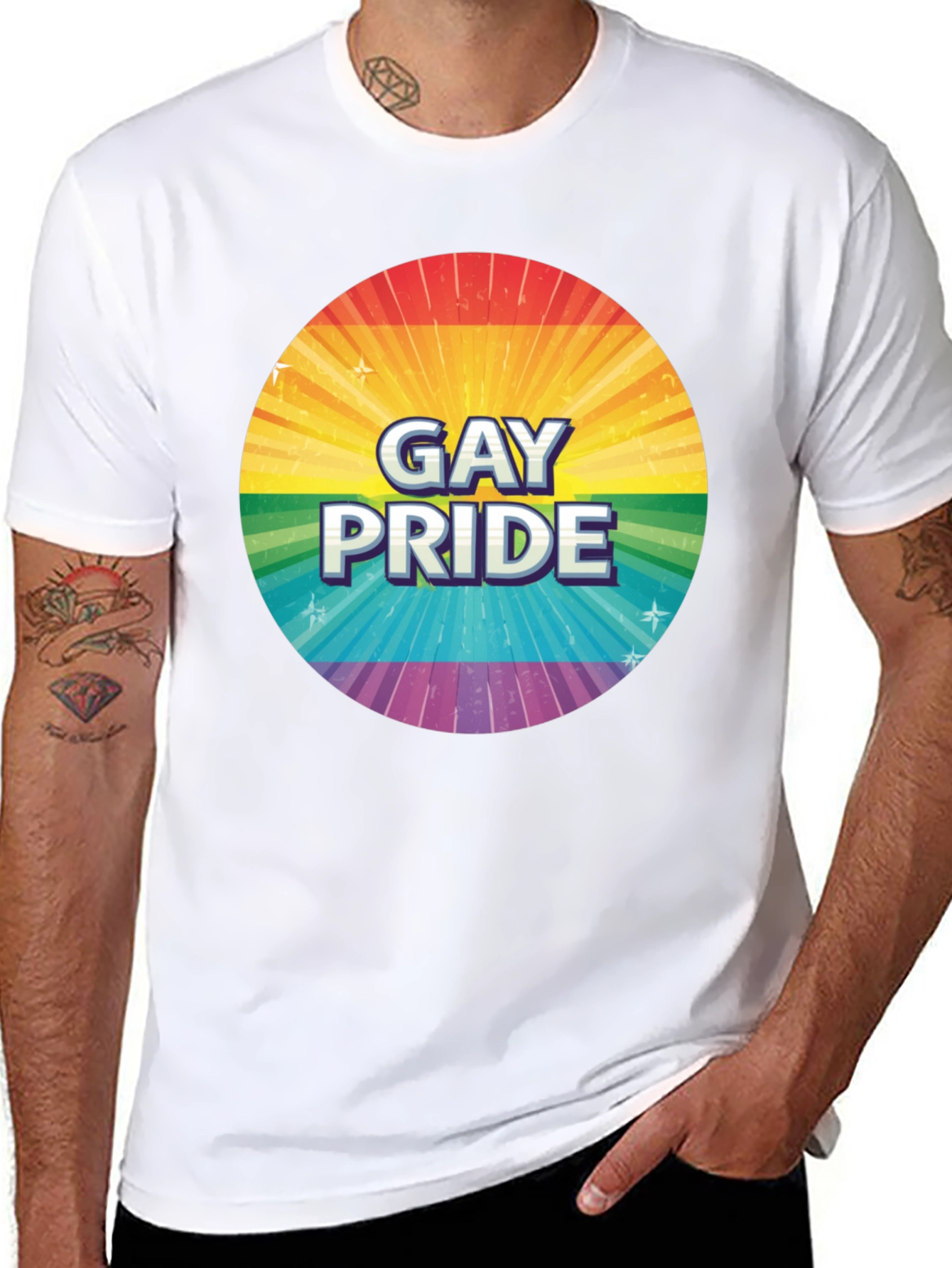 Gay Pride Rainbow Graphic Tee - Black
