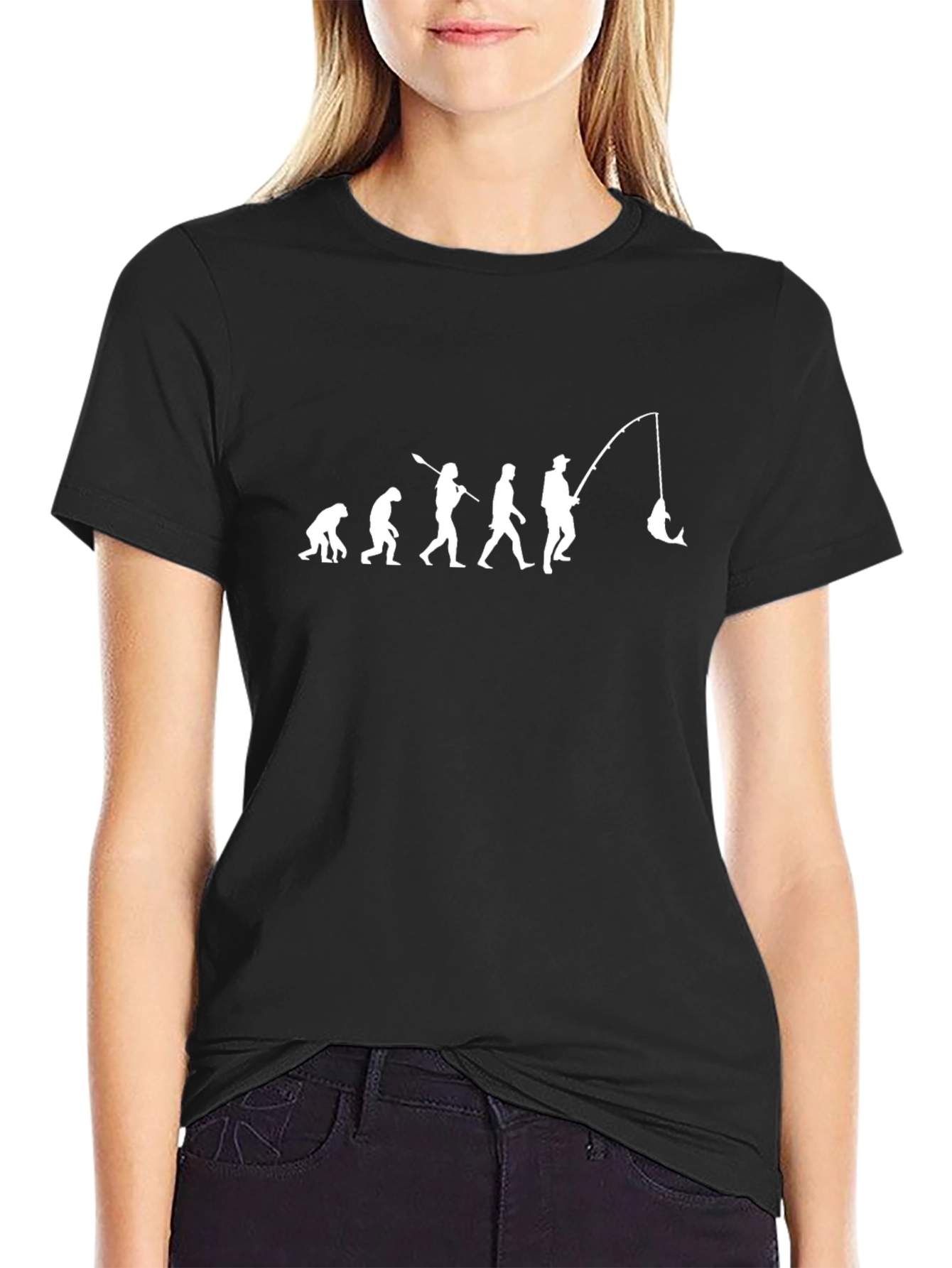 Evolution of Fishing Black T-Shirt
