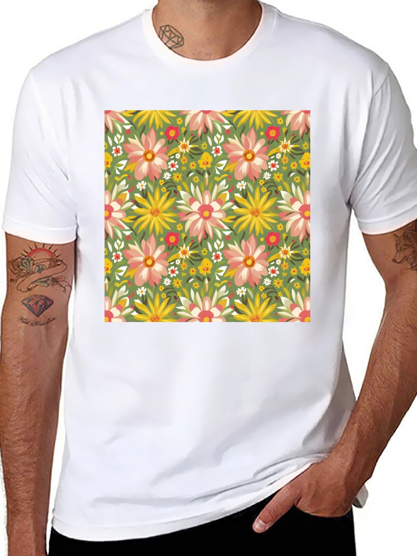 Floral Print Crew Neck T-Shirt