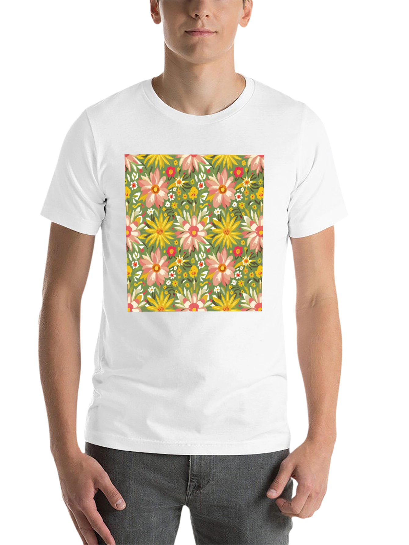 Floral Print Crew Neck T-Shirt