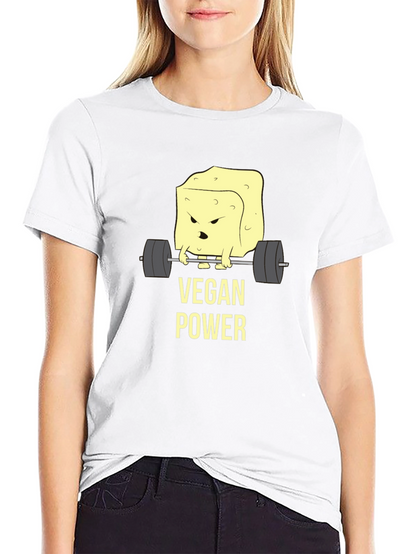 Vegan Power T-Shirt - Weightlifting Tofu Design