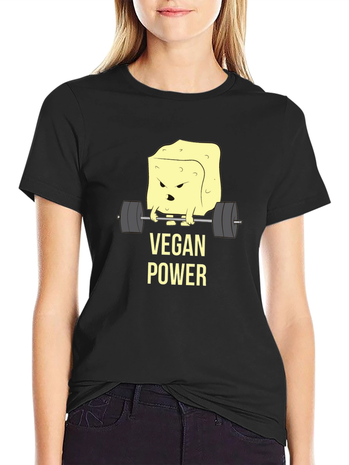 Vegan Power T-Shirt - Weightlifting Tofu Design