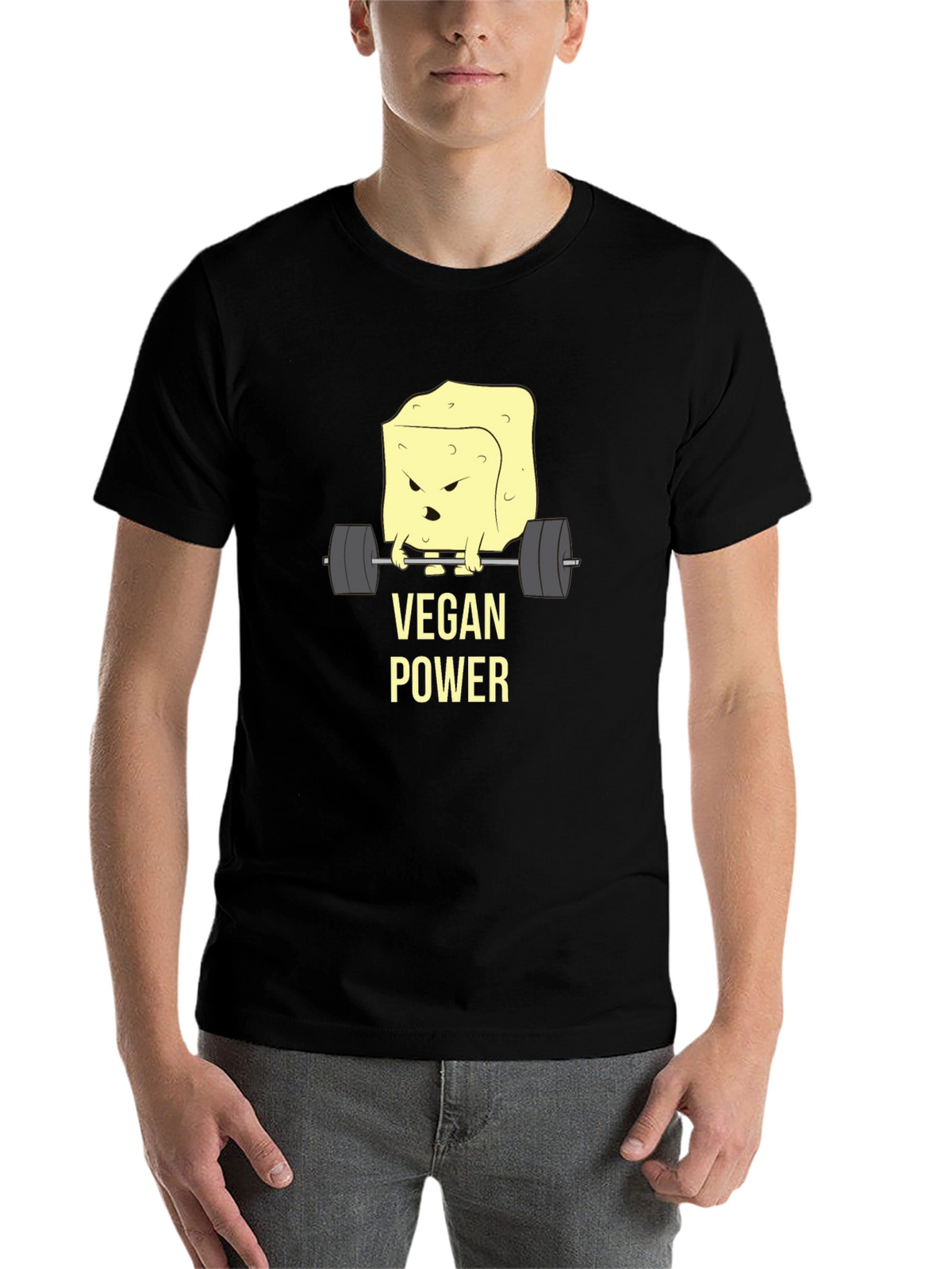 Vegan Power T-Shirt - Weightlifting Tofu Design
