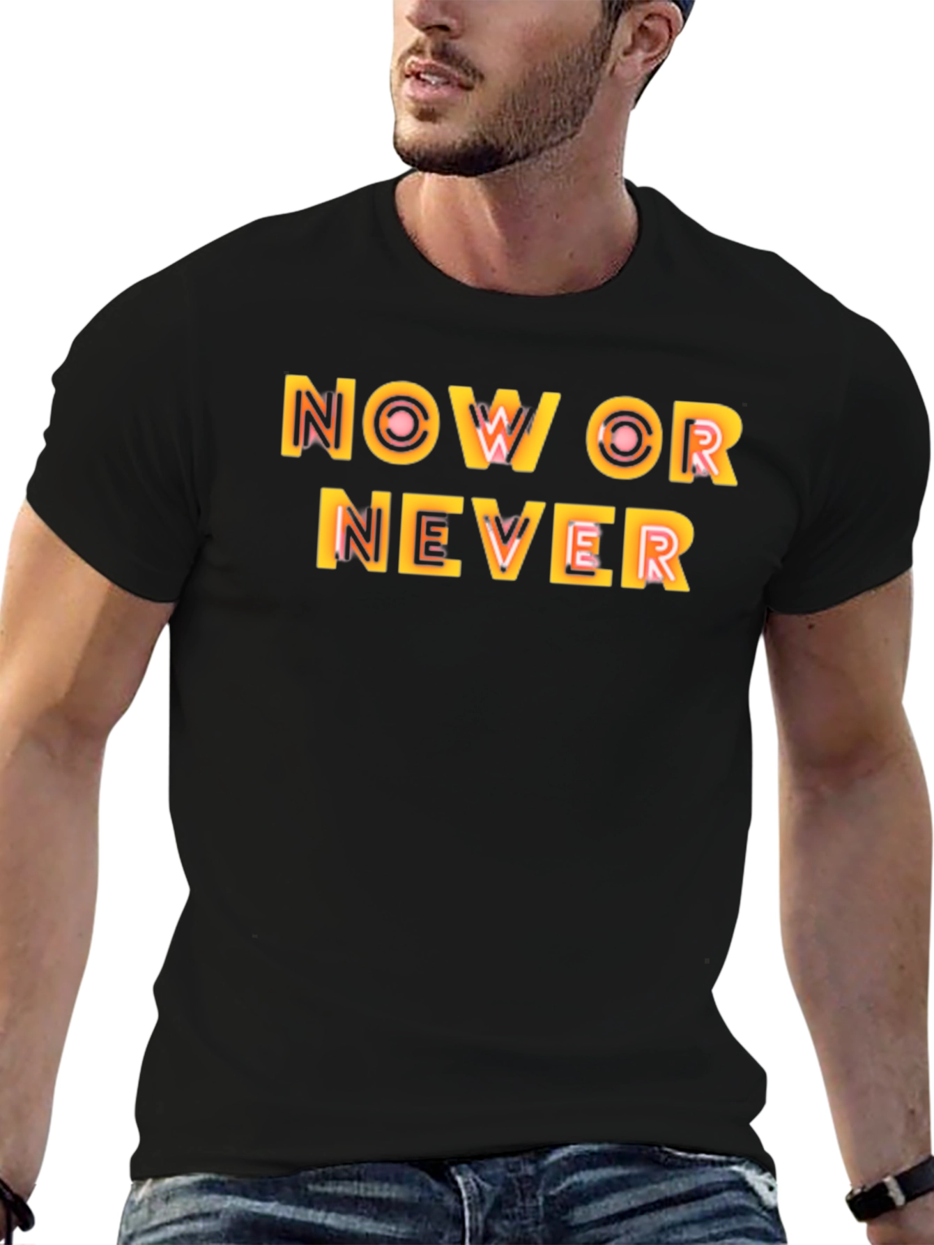 Now or Never Graphic Black Tee