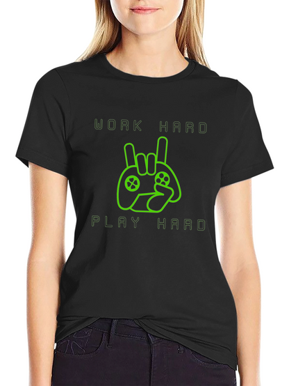 Work Hard Play Hard Gamer T-Shirt - Black