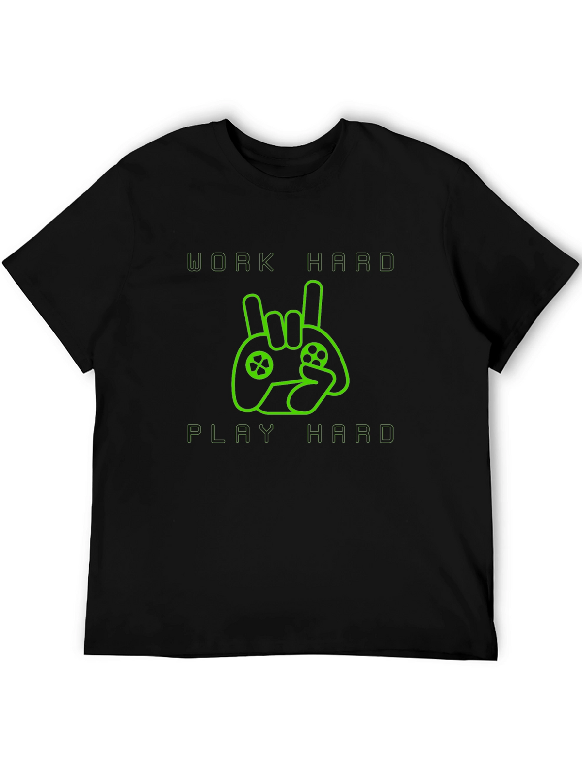 Work Hard Play Hard Gamer T-Shirt - Black