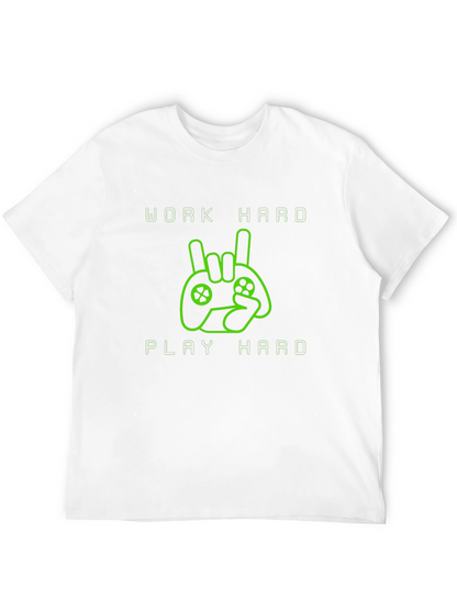 Work Hard Play Hard Gamer T-Shirt - Black