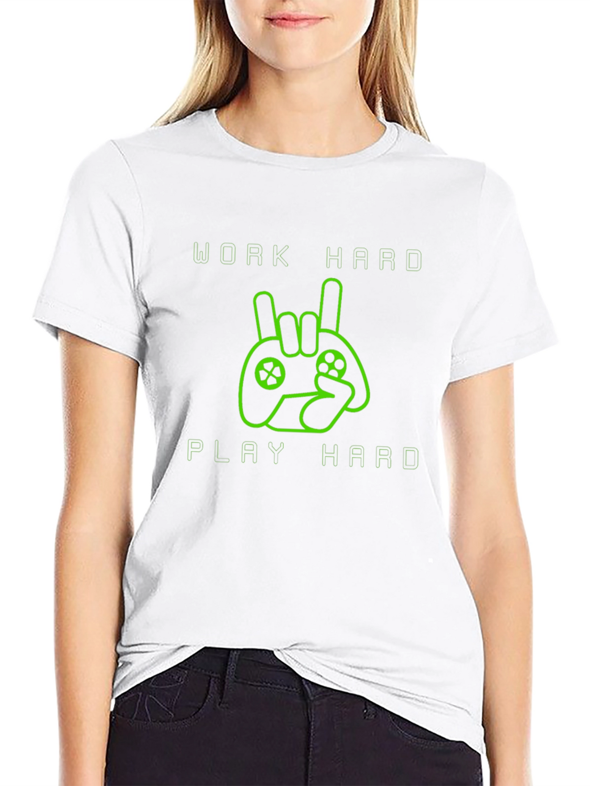Work Hard Play Hard Gamer T-Shirt - Black