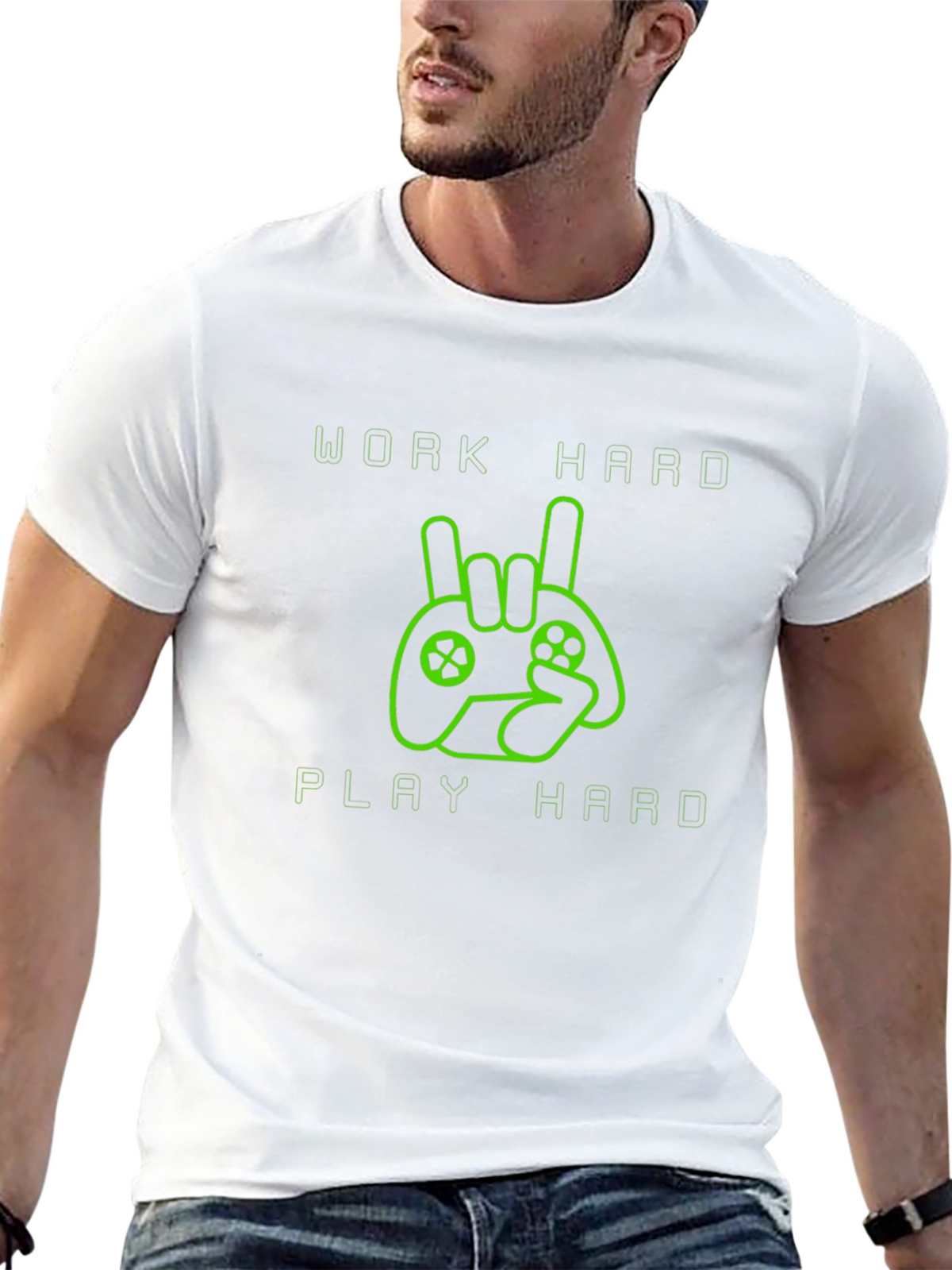 Work Hard Play Hard Gamer T-Shirt - Black