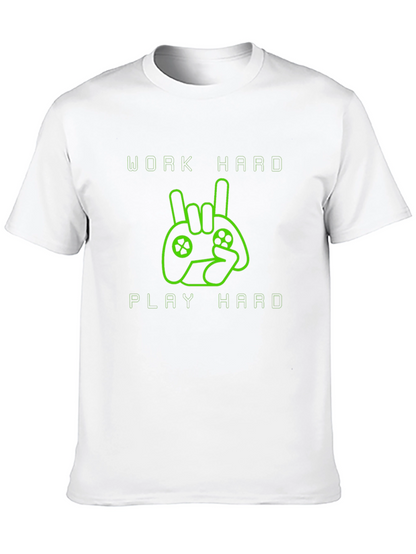 Work Hard Play Hard Gamer T-Shirt - Black