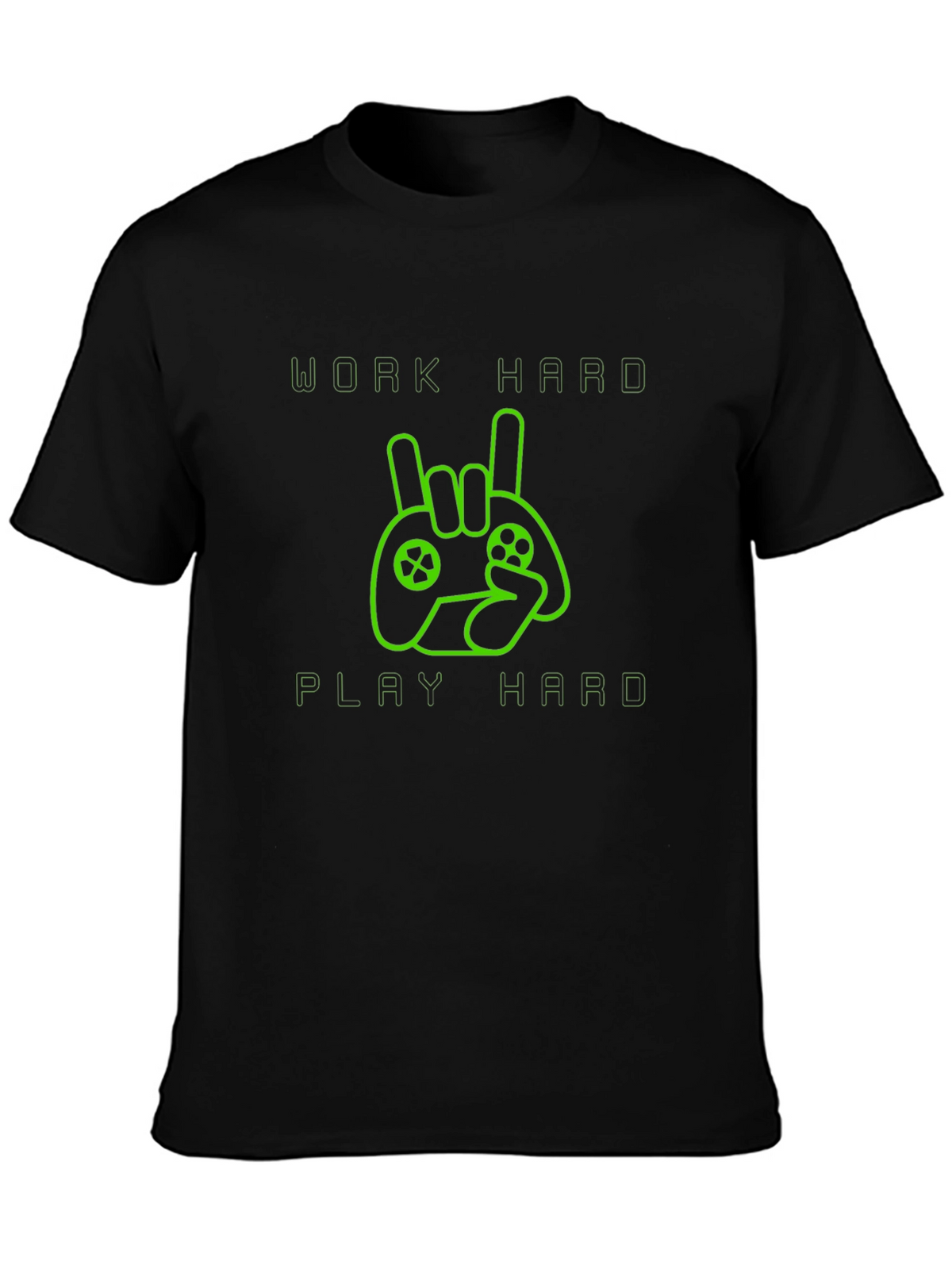 Work Hard Play Hard Gamer T-Shirt - Black