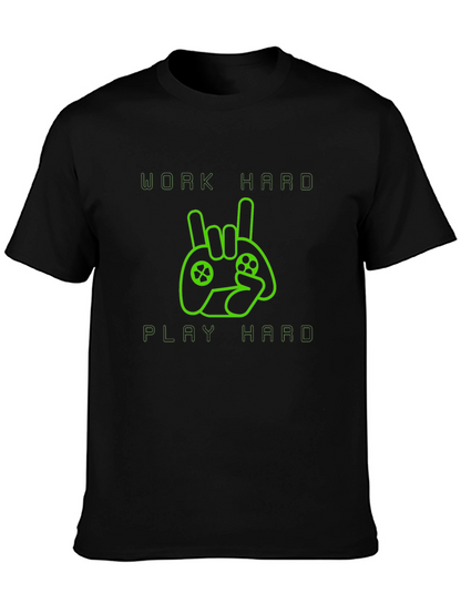 Work Hard Play Hard Gamer T-Shirt - Black