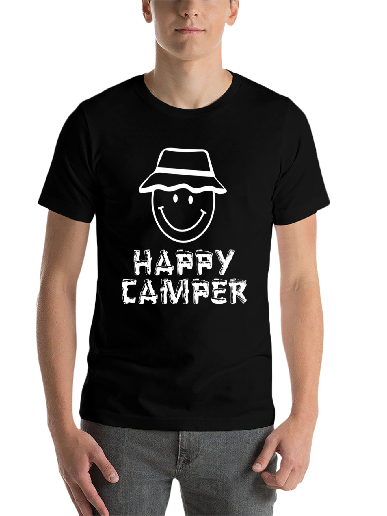 Happy Camper Graphic T-Shirt - Black Cotton Tee