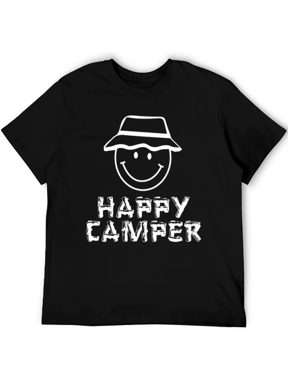 Happy Camper Graphic T-Shirt - Black Cotton Tee