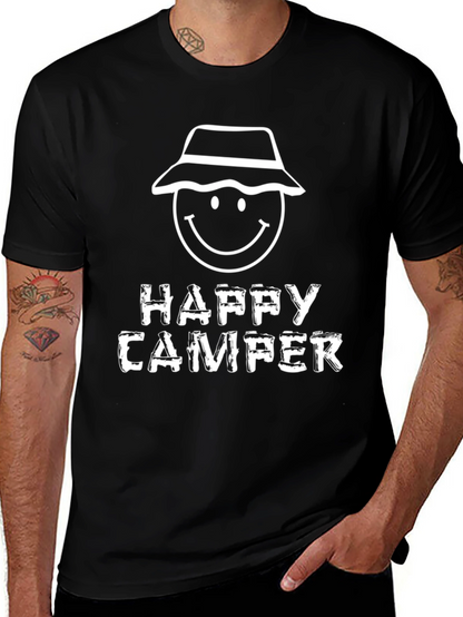 Happy Camper Graphic T-Shirt - Black Cotton Tee