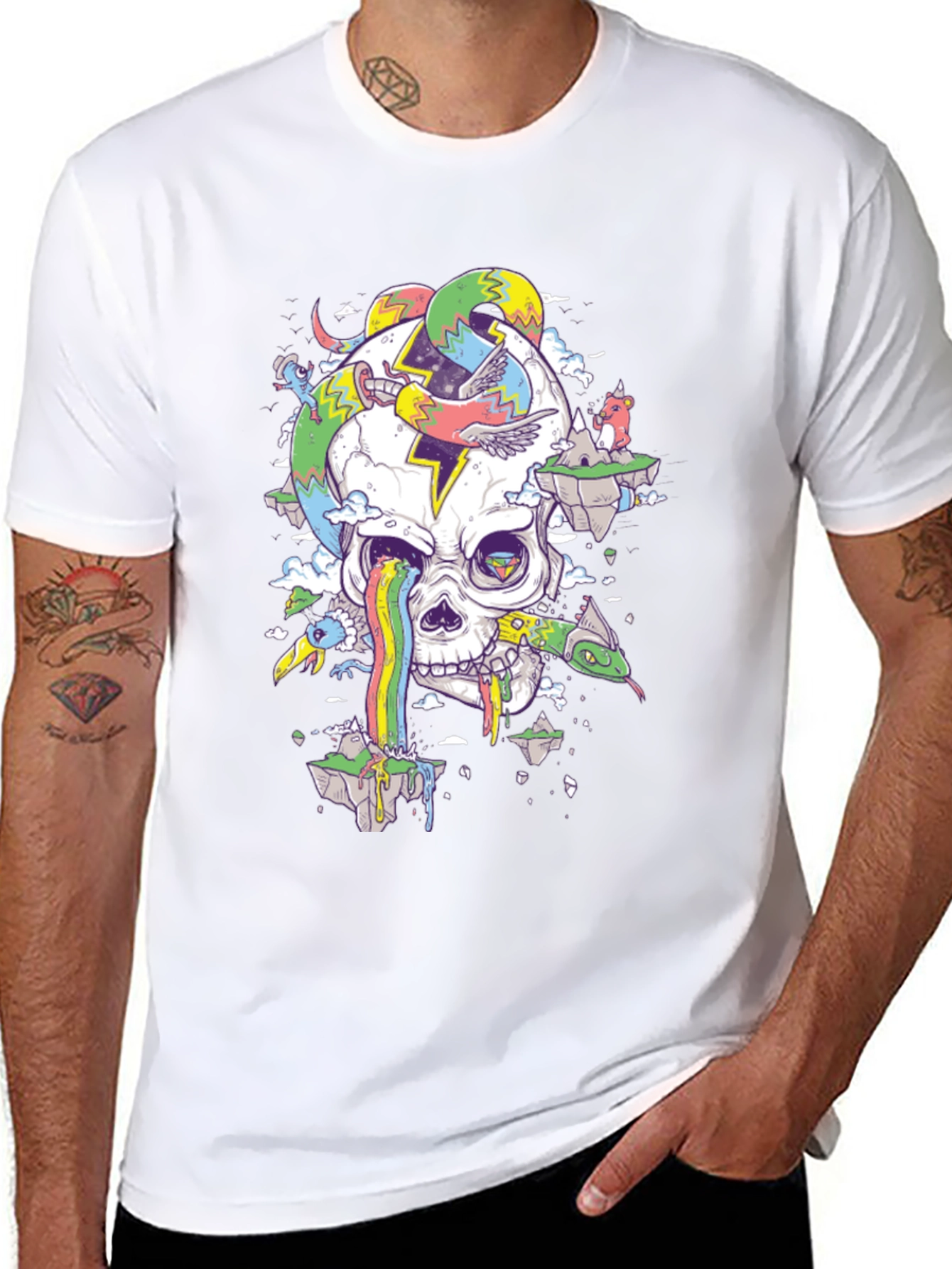Psychedelic Skull Graphic Tee - Black T-Shirt