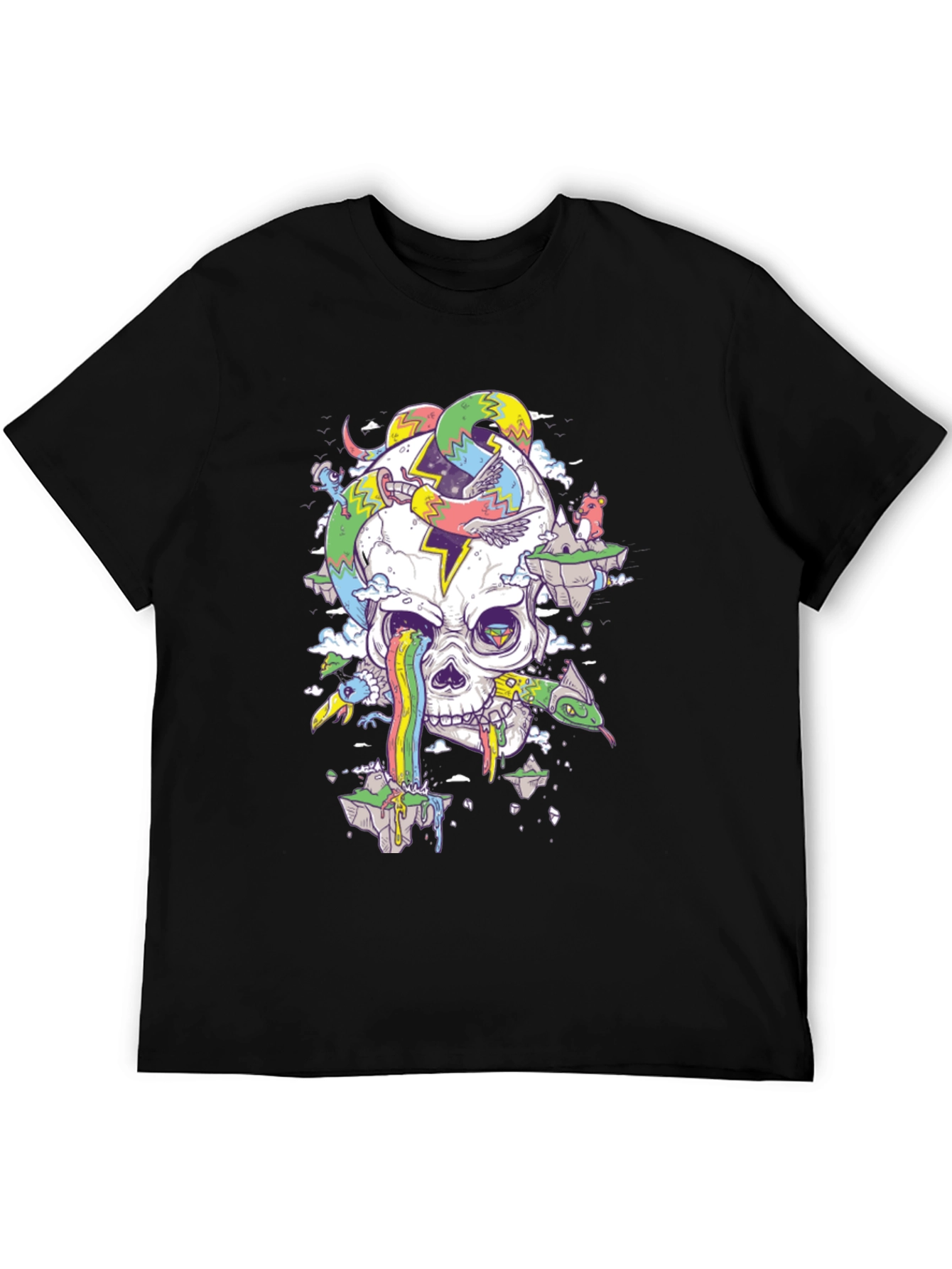Psychedelic Skull Graphic Tee - Black T-Shirt