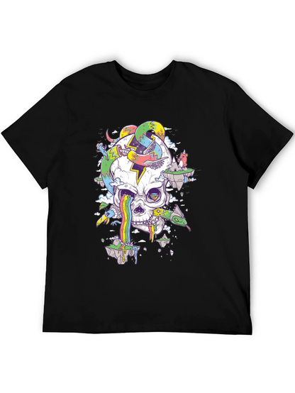Psychedelic Skull Graphic Tee - Black T-Shirt