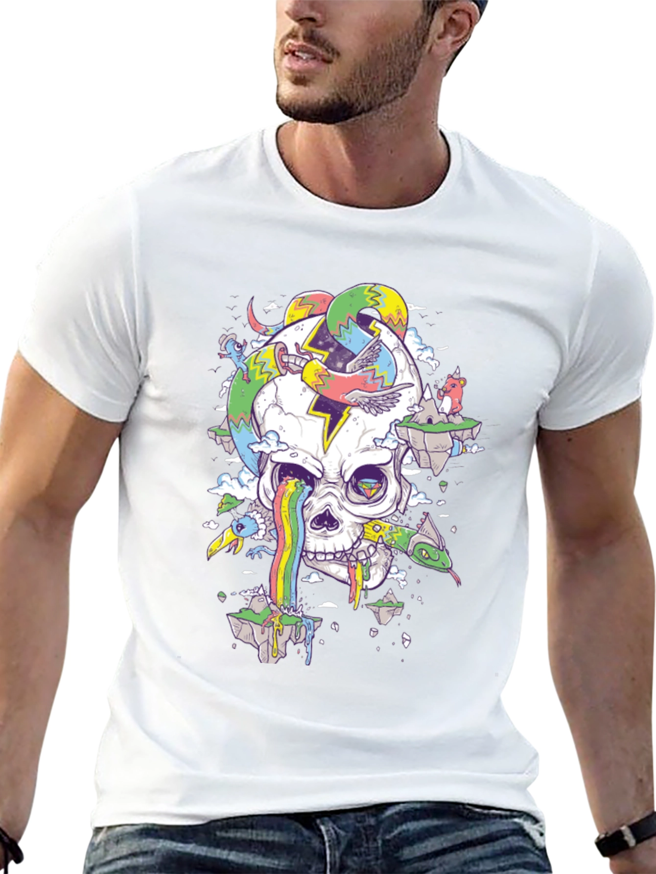 Psychedelic Skull Graphic Tee - Black T-Shirt