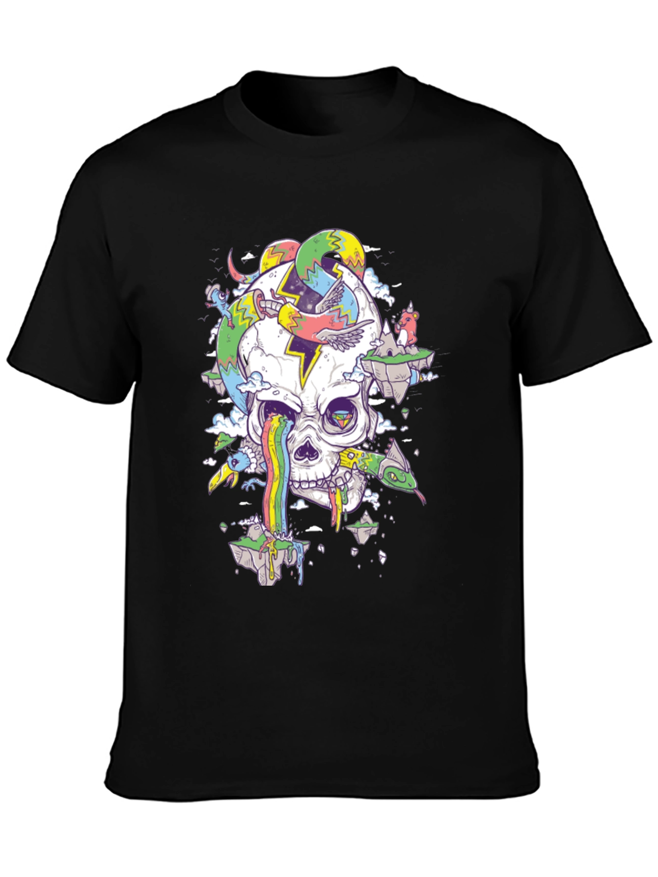 Psychedelic Skull Graphic Tee - Black T-Shirt