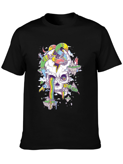 Psychedelic Skull Graphic Tee - Black T-Shirt