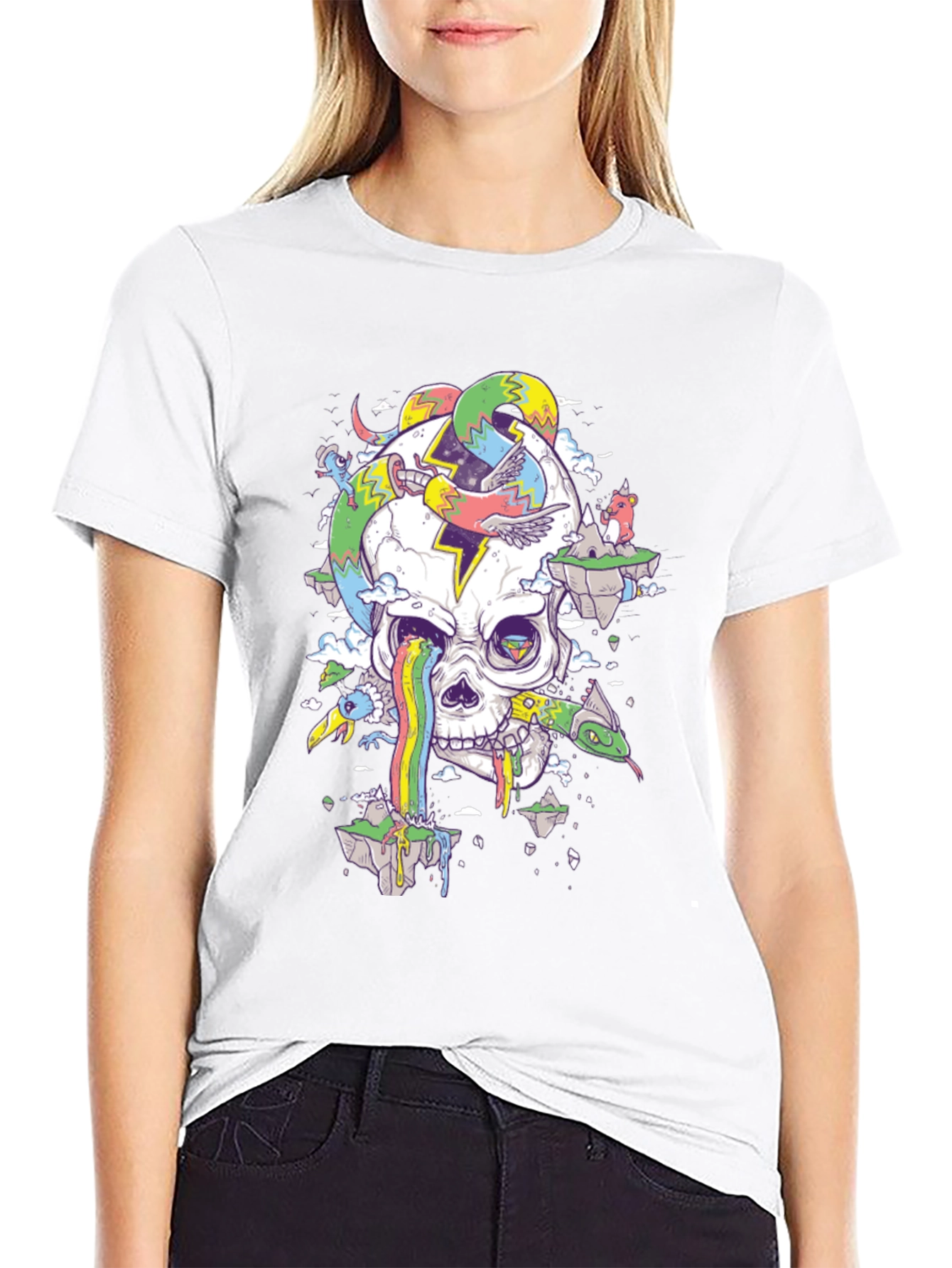 Psychedelic Skull Graphic Tee - Black T-Shirt