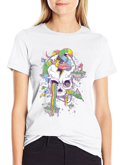Psychedelic Skull Graphic Tee - Black T-Shirt