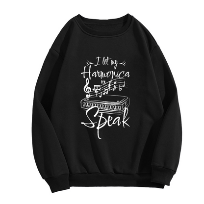 I Let My Harmonica Speak Music Lover Harmonica Player Crewneck Sweatshirt