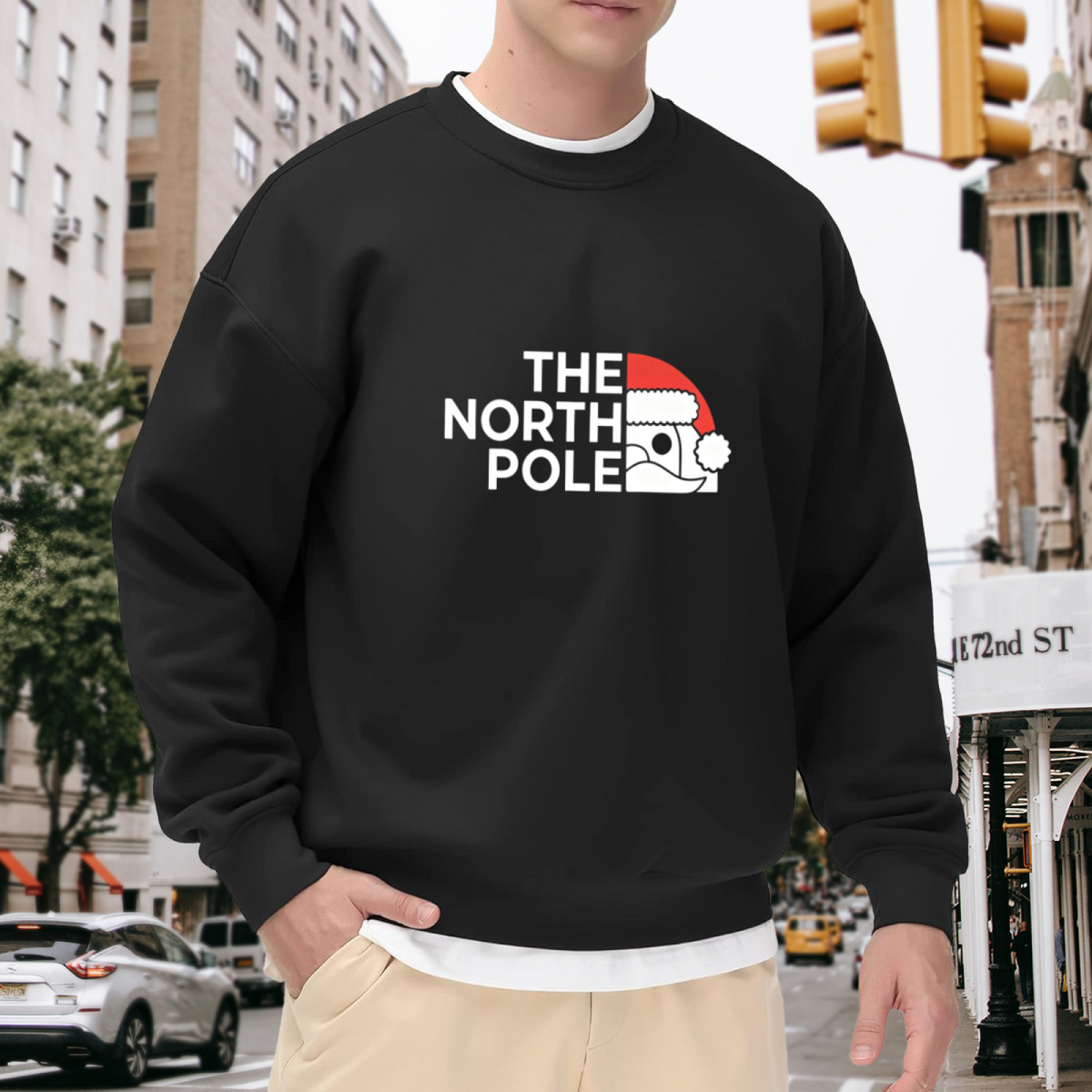 The North Pole Half Santa Minimal Christmas Crewneck Sweatshirt