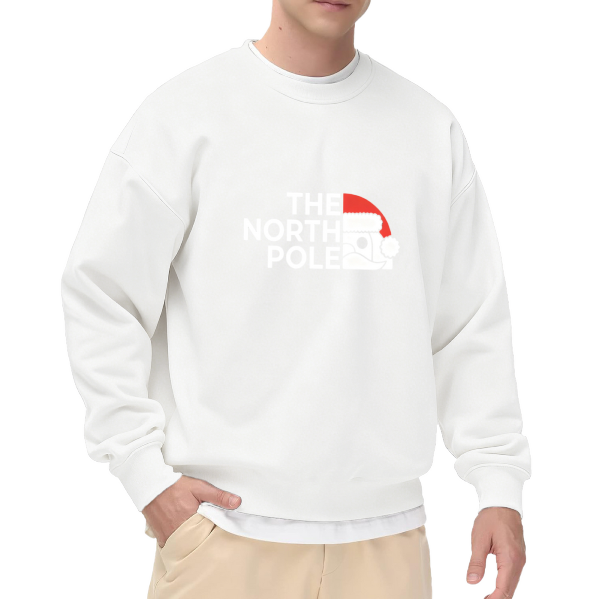 The North Pole Half Santa Minimal Christmas Crewneck Sweatshirt