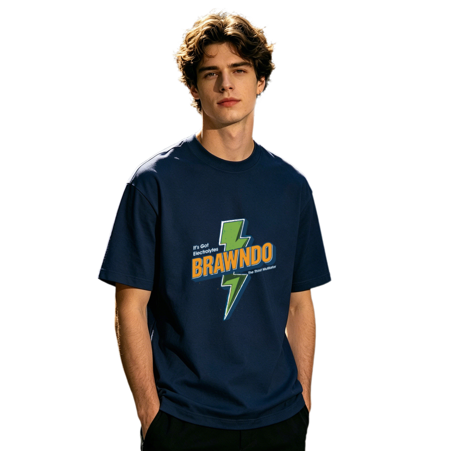 Men's Brawndo Lightning Retro Movie Reference Graphic Tee