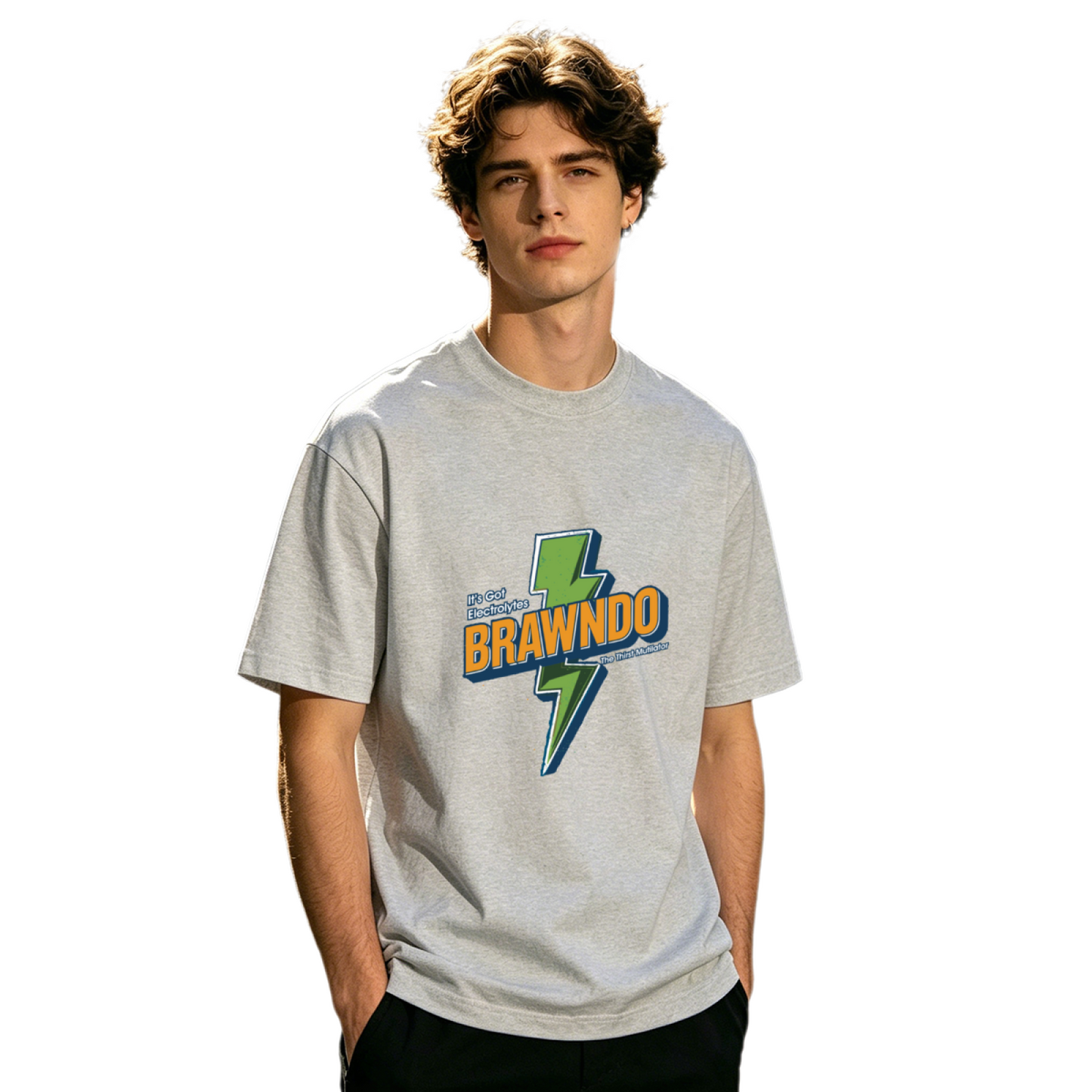 Men's Brawndo Lightning Retro Movie Reference Graphic Tee