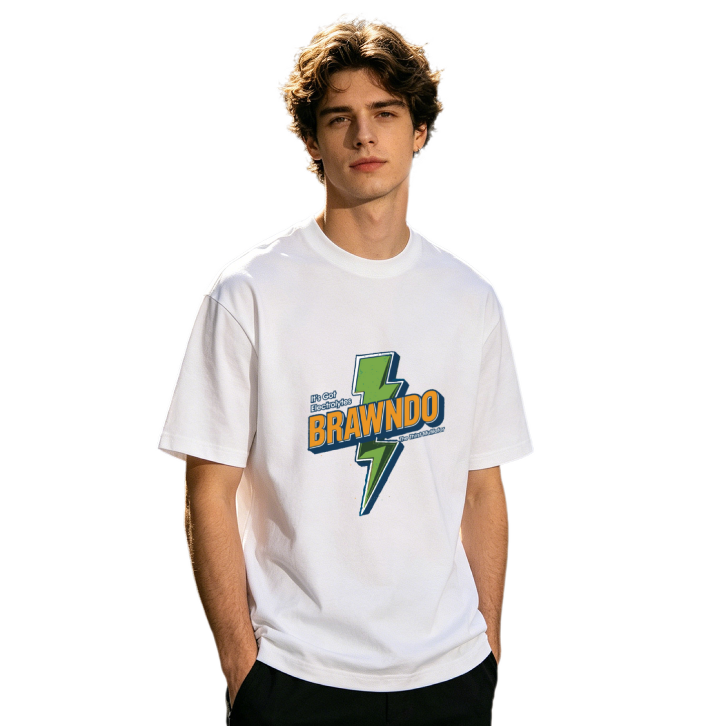 Men's Brawndo Lightning Retro Movie Reference Graphic Tee