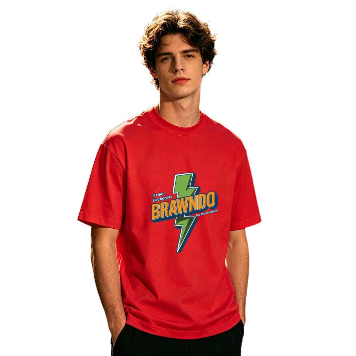 Men's Brawndo Lightning Retro Movie Reference Graphic Tee