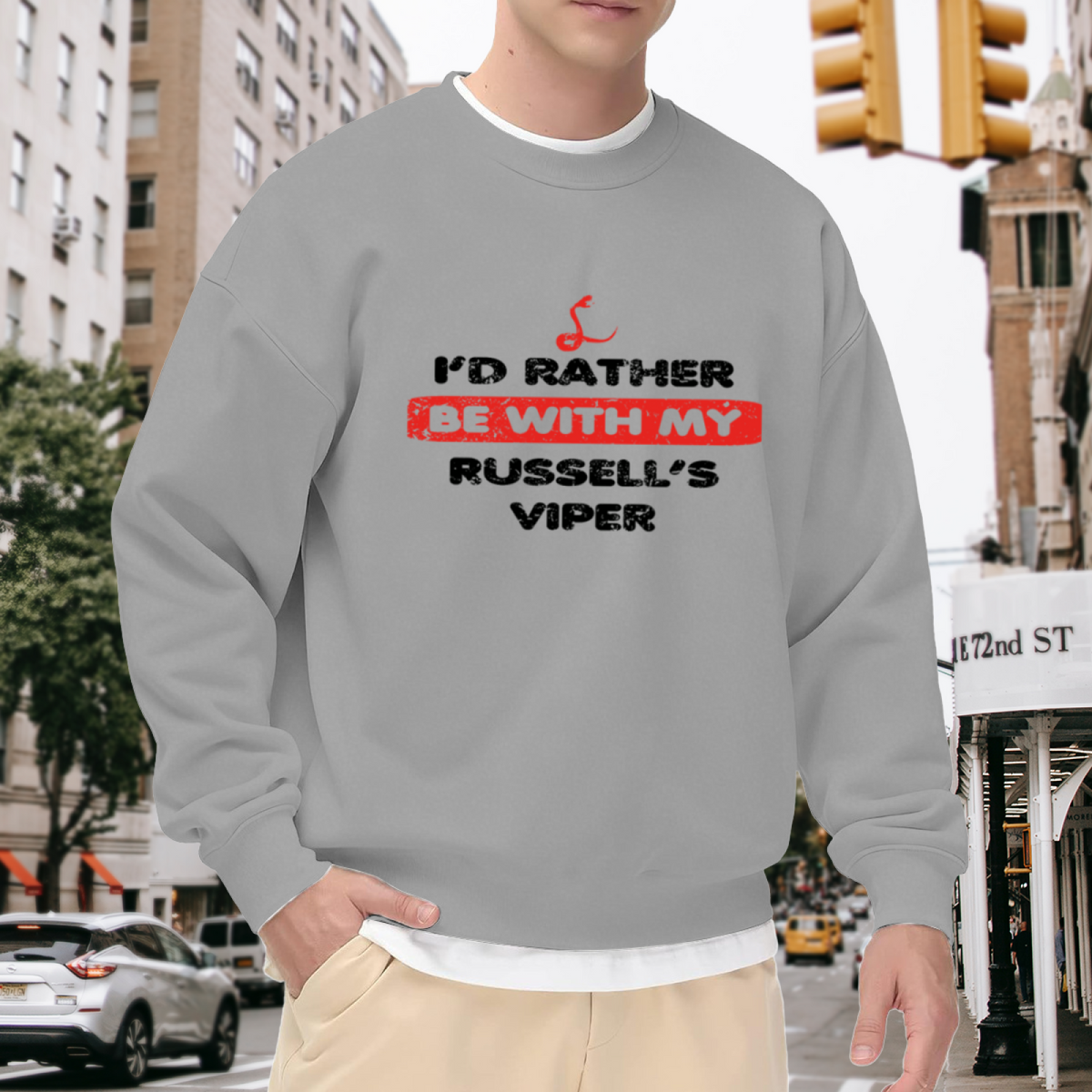 I'd Rather Be With My Russell¡¯s Viper Snake Lover Graphic Crewneck Sweatshirt