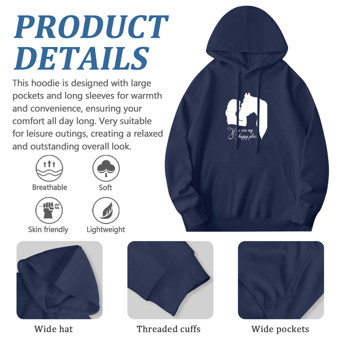 You Are My Happy Place Horse Lover Silhouette Hoodie