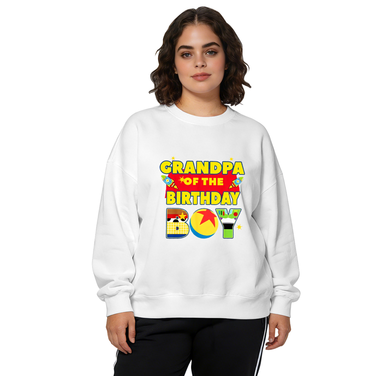 Grandpa Of The Birthday Boy Fun Birthday Theme Crewneck Sweatshirt