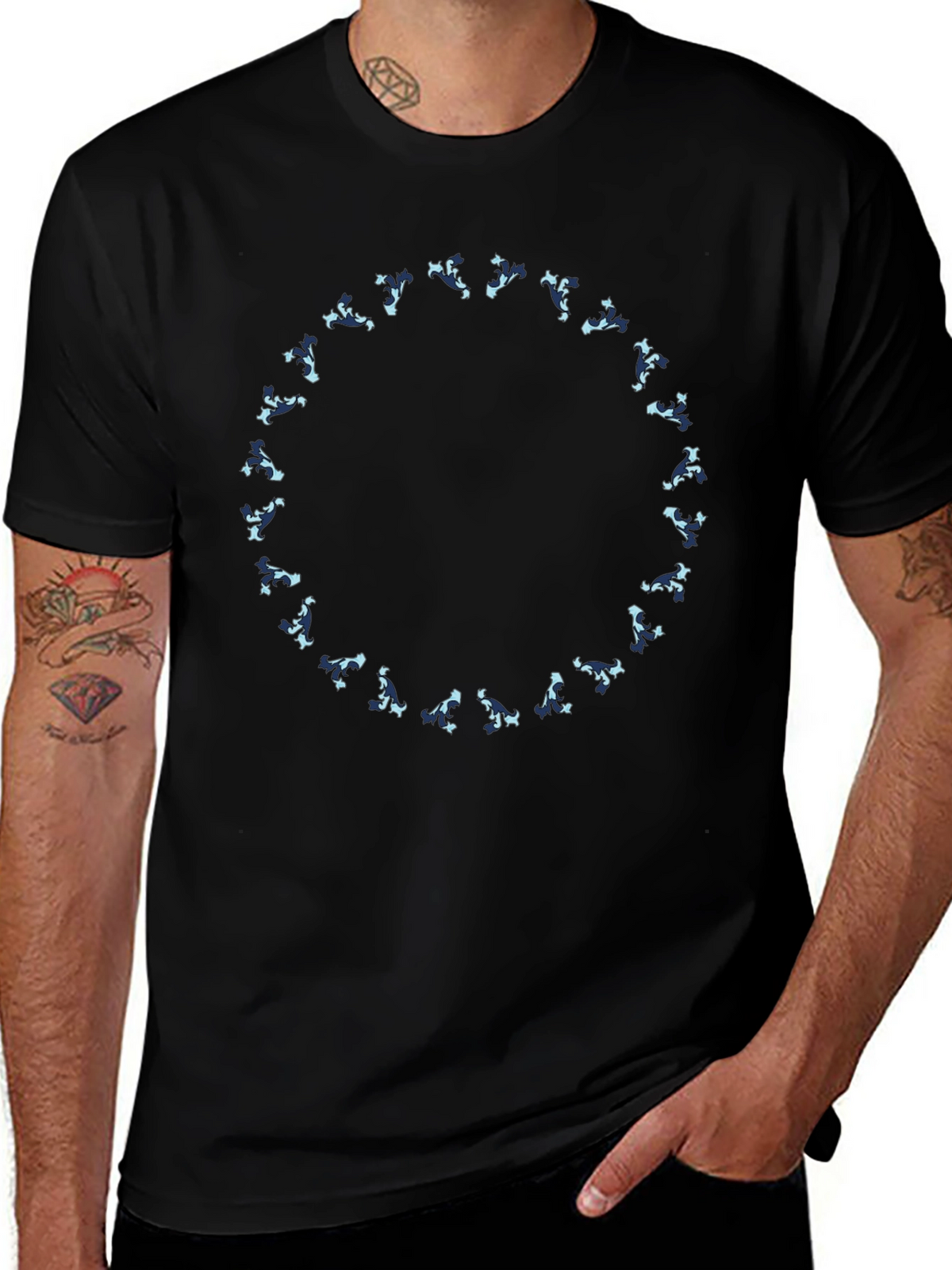 Abstract Circle Graphic Tee - Stylish Black T-Shirt