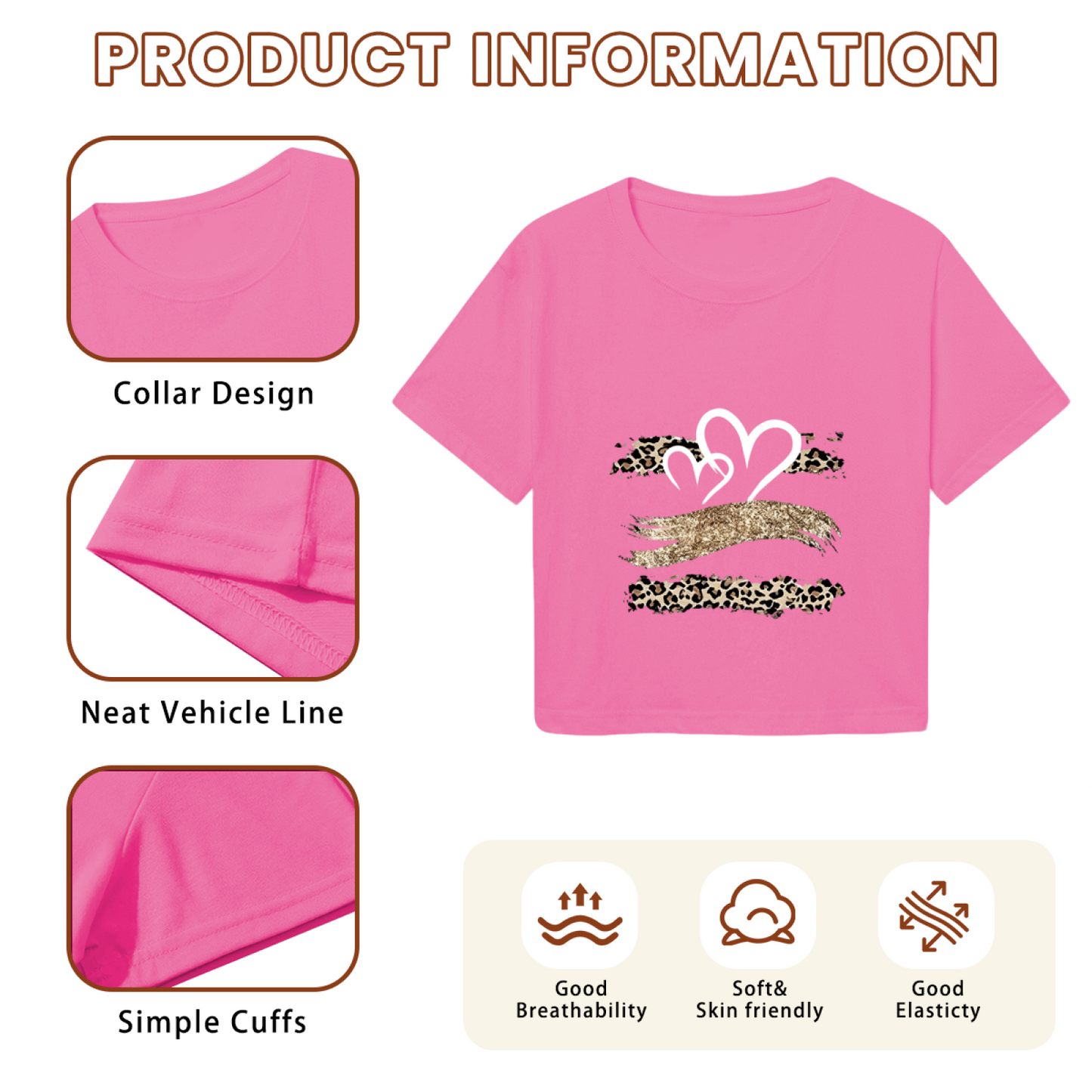 Leopard Glitter Heart Y2K Pink Crop Top