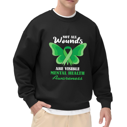 Not All Wounds Are Visible Mental Health Awareness Butterfly Crewneck Sweatshirt