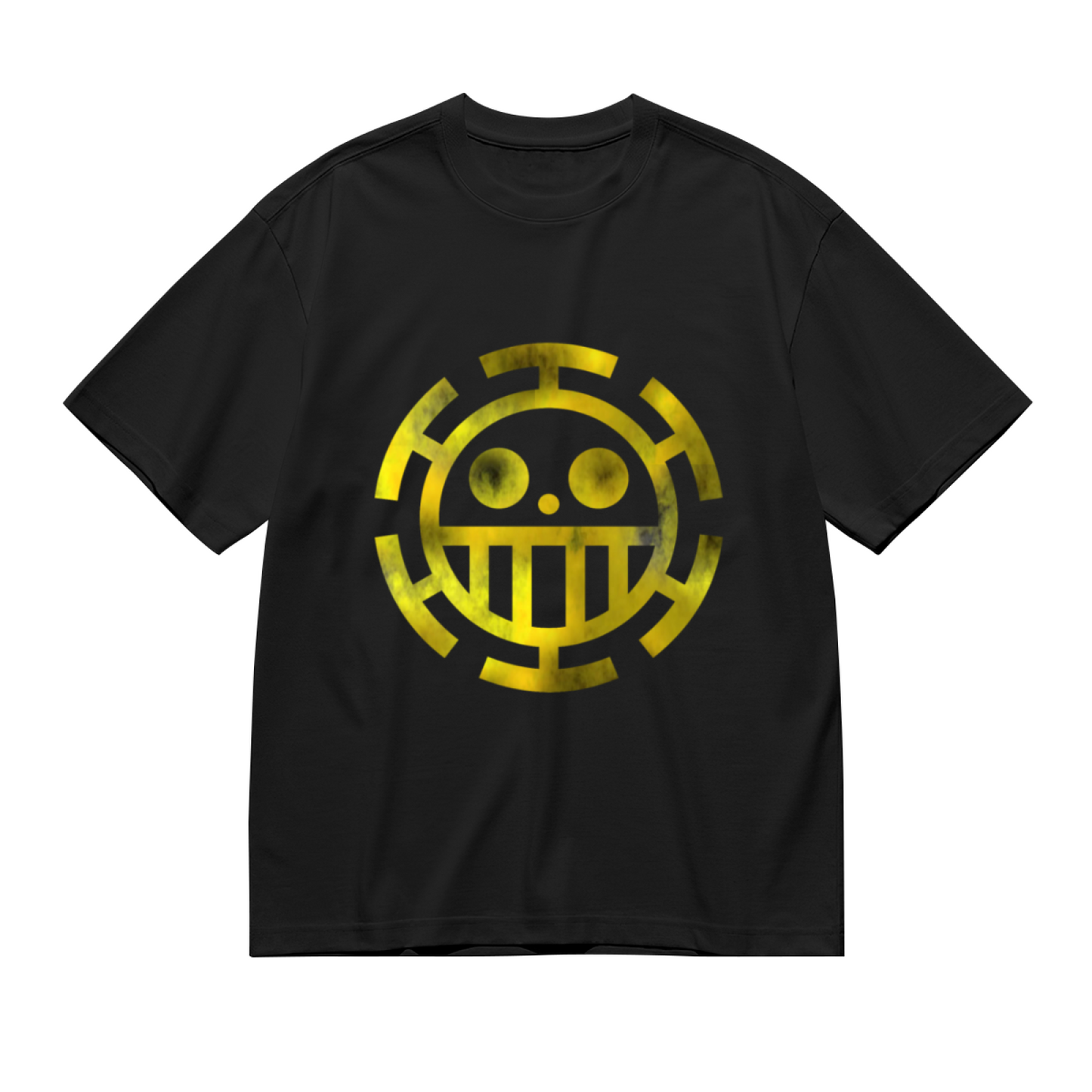Men's One Piece Trafalgar Law Anime Yellow Logo Print T-Shirt