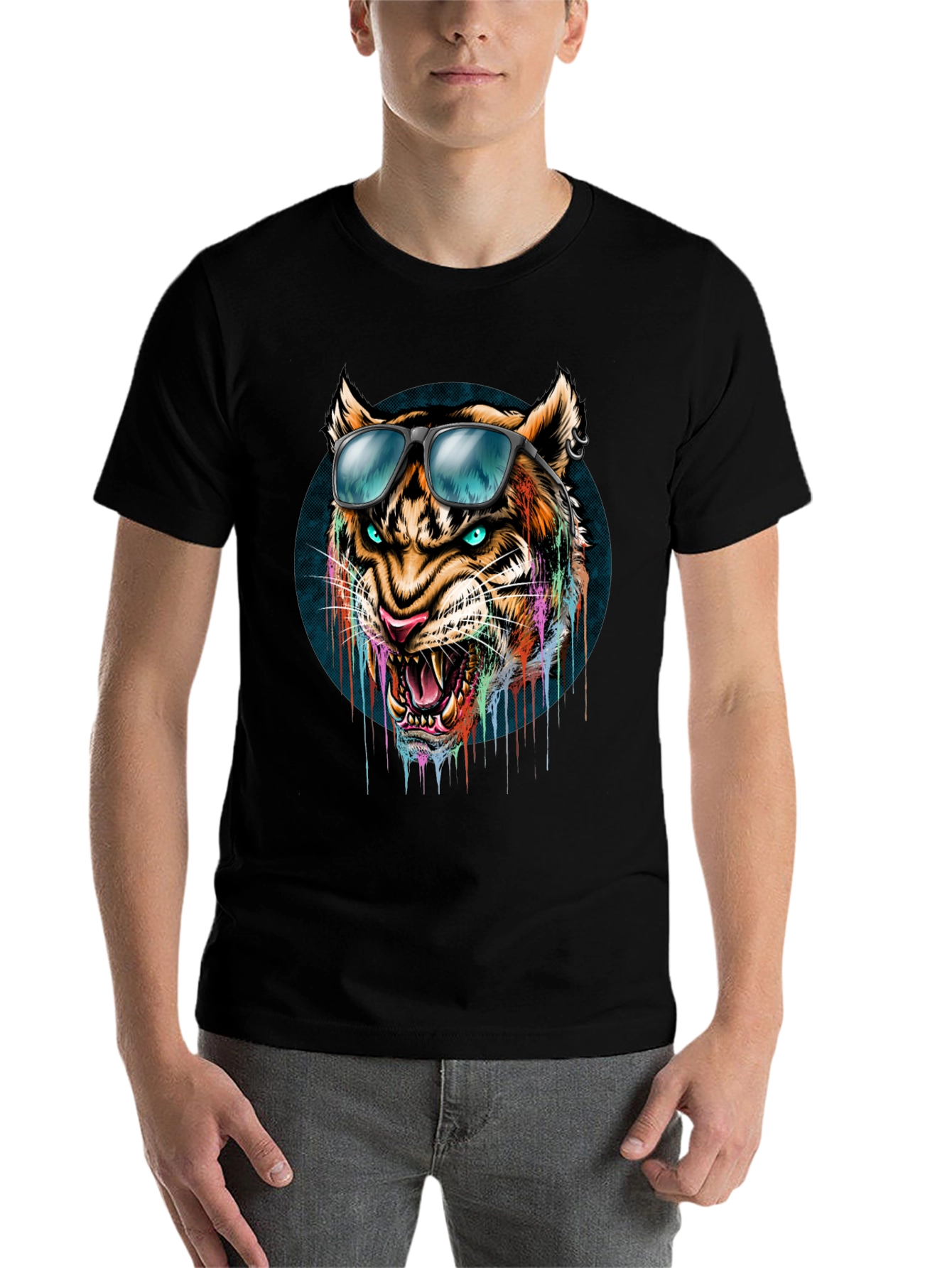 Cool Tiger Graphic Tee - Mens Black T-Shirt