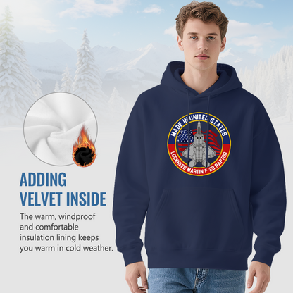 Made In USA F-22 Raptor Fighter Jet Unisex Hoodie, Warm Comfort Aviation Pullover