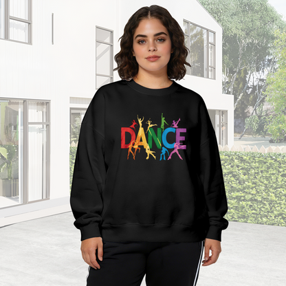 Colorful DANCE Letter Dancer Silhouette Art Crewneck Sweatshirt