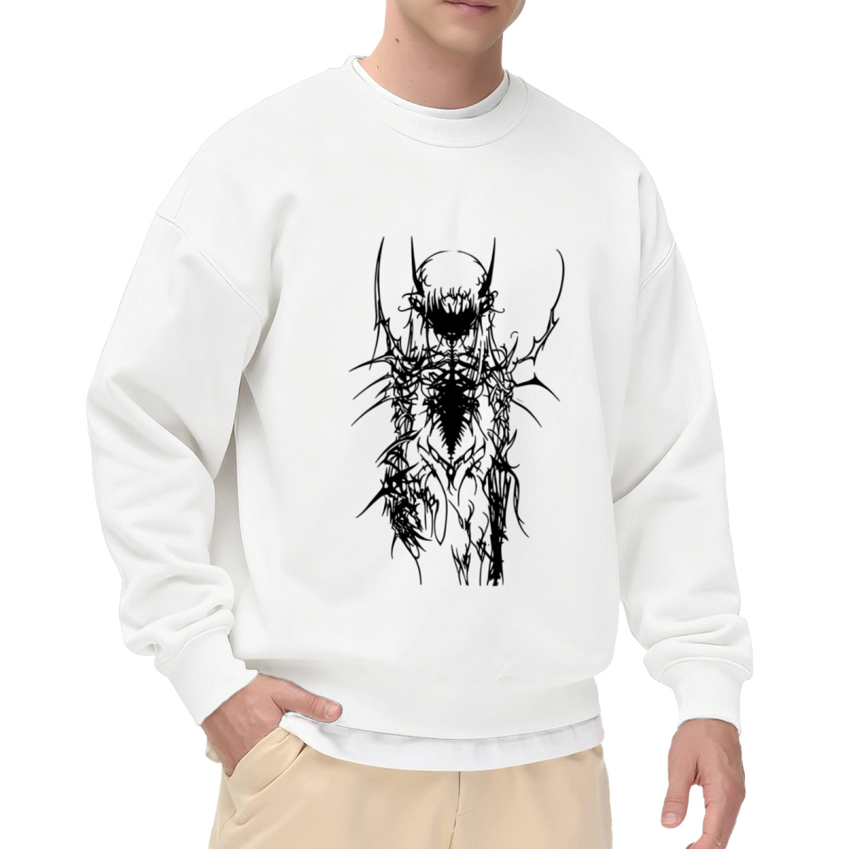 Dark Alien Skeleton Tattoo Art Crewneck Sweatshirt