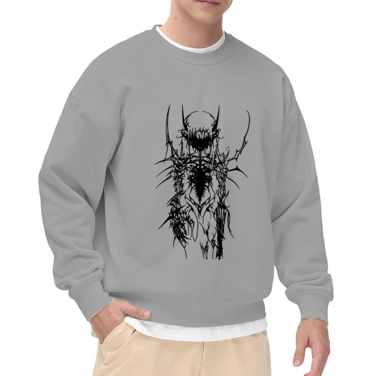 Dark Alien Skeleton Tattoo Art Crewneck Sweatshirt
