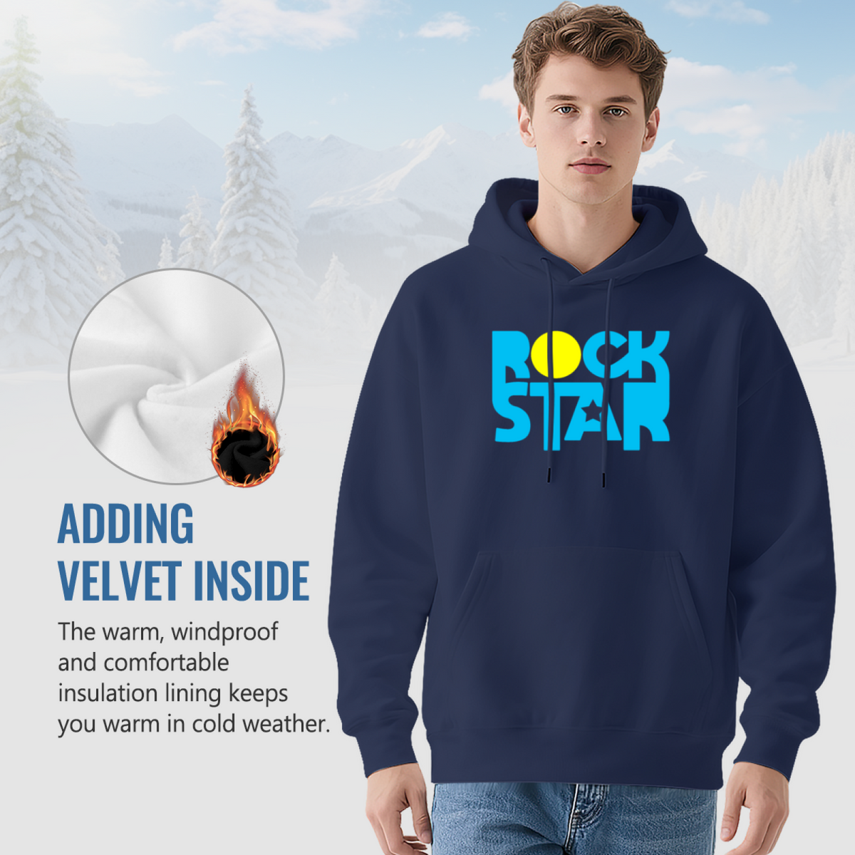 Bold Rock Star Color Block Letter Hoodie, Music Fan Trendy Cozy Street Sweatshirt