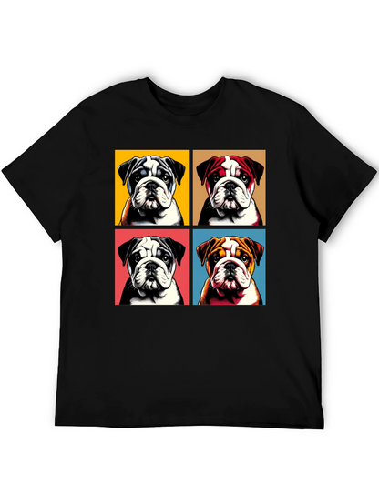 Bulldog Pop Art Graphic Tee - Black Cotton Blend