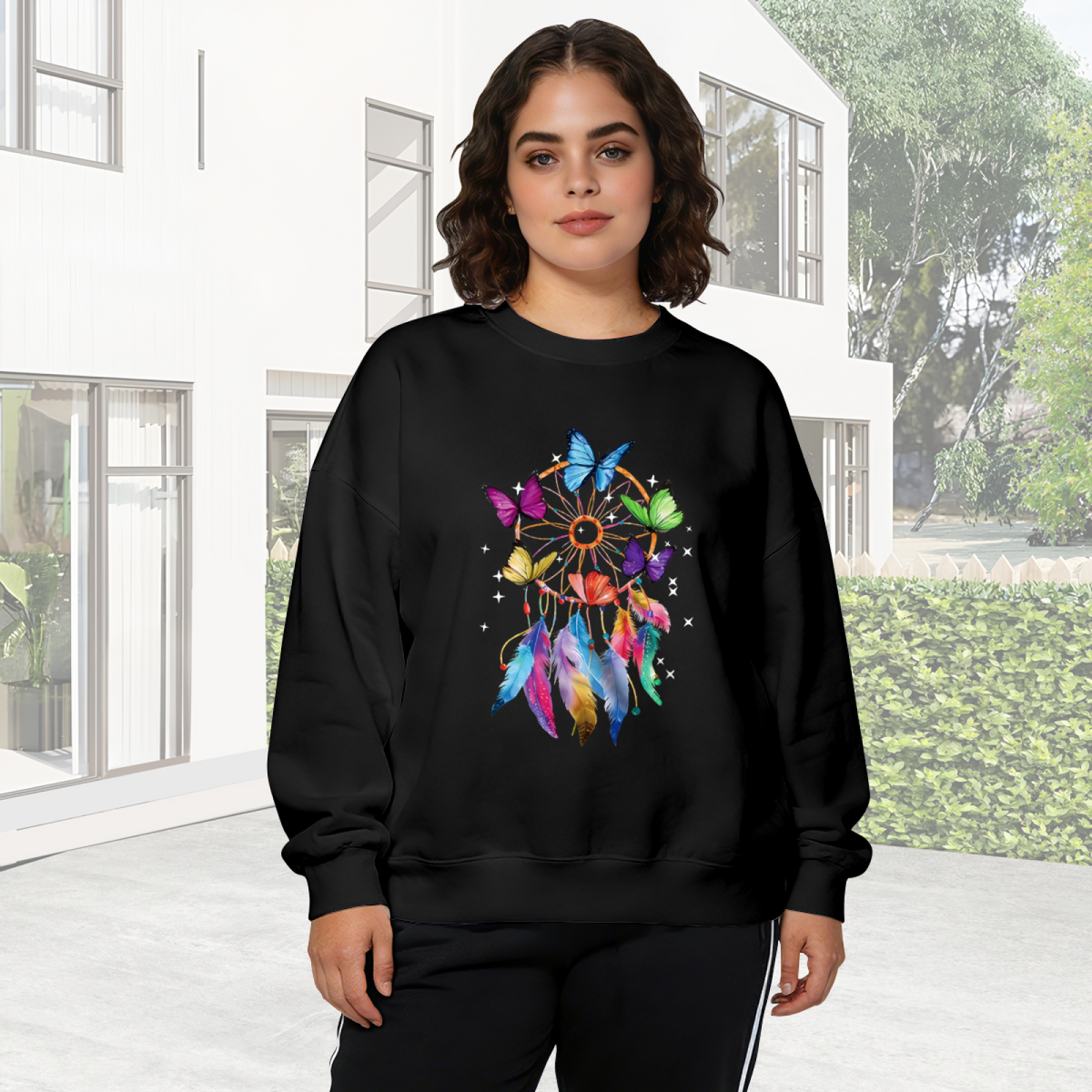 Colorful Dreamcatcher Butterfly Feather Crewneck Sweatshirt